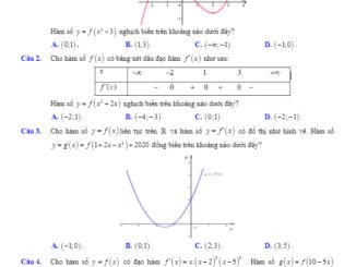50 bài tập trắc nghiệm tính đơn điệu của hàm hợp có đáp án và lời giải
