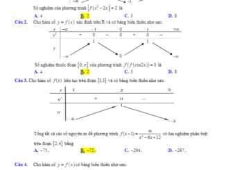 Bài tập trắc nghiệm tìm số nghiệm của phương trình hàm hợp