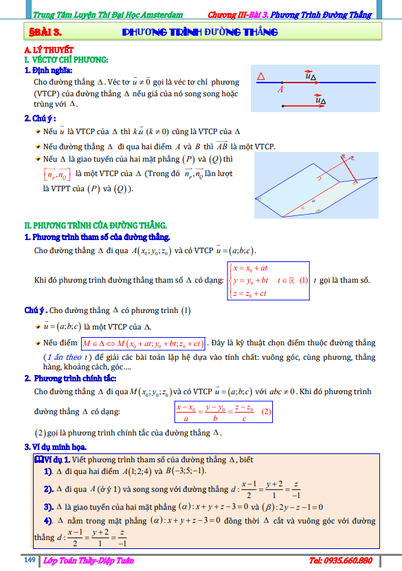 Bài toán phương trình đường thẳng Diệp Tuân