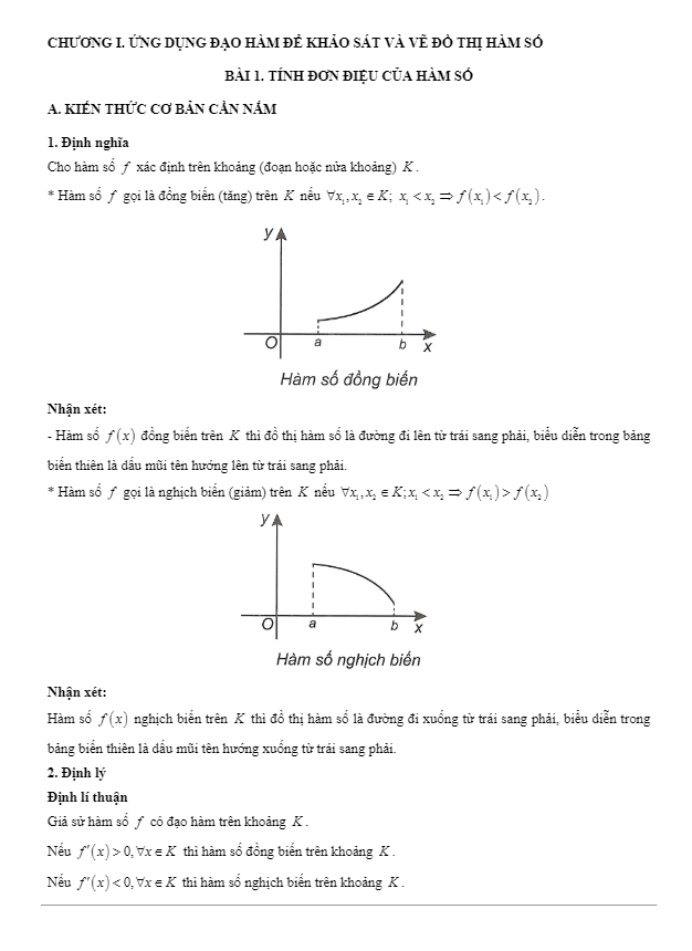 Các dạng bài tập trắc nghiệm VDC tính đơn điệu của hàm số
