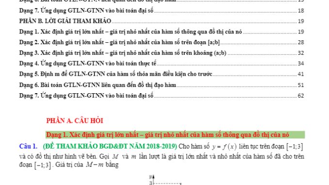 Các dạng toán GTLN GTNN của hàm số thường gặp trong kỳ thi THPTQG