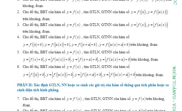 Các dạng toán về hàm ẩn liên quan đến GTLN GTNN của hàm số
