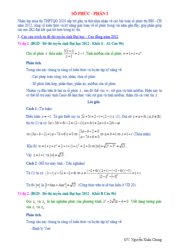Chuyên đề số phức VD VDC Nguyễn Xuân Chung