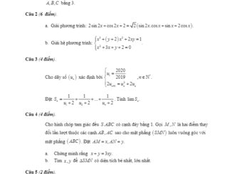 Đề chọn đội tuyển HSG Toán 12 năm 2019 2020 trường Lê Quý Đôn Hà Nội