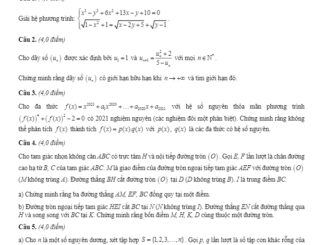 Đề chọn đội tuyển HSG Toán THPT năm 2021 sở GD&ĐT Khánh Hòa (Vòng 1)