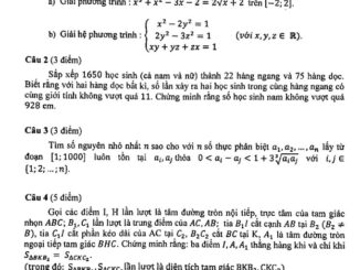 Đề chọn đội tuyển thi HSG Quốc gia Toán 12 năm 2019 2020 sở GD&ĐT Bến Tre