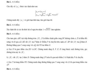 Đề chọn đội tuyển Toán năm 2020 2021 trường THPT chuyên Trần Phú Hải Phòng