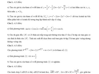 Đề chọn học sinh giỏi tỉnh Toán 12 năm 2019 2020 sở GD&ĐT Cao Bằng