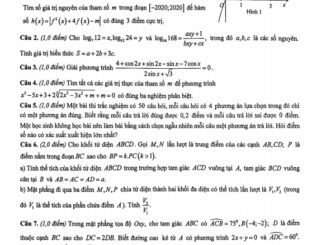 Đề chọn học sinh giỏi Toán 12 năm 2020 2021 sở GD&ĐT Hải Phòng (Bảng B)