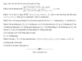 Đề chọn học sinh giỏi Toán năm 2020 2021 trường THPT chuyên Bến Tre