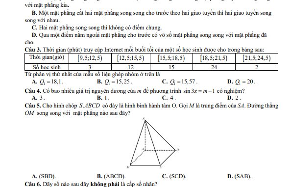 Đề cuối học kì 1 Toán 11 năm 2023 2024 trường THPT Hàng Hải Hải Phòng