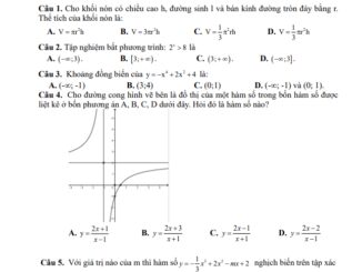 Đề cuối học kỳ 1 Toán 12 năm 2023 2024 trường THPT Nhữ Văn Lan Hải Phòng