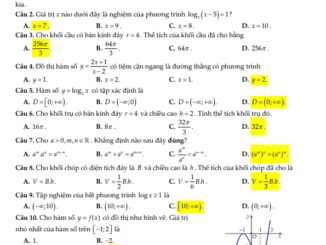 Đề cuối học kỳ 1 Toán 12 năm 2023 2024 trường THPT Thống Nhất A Đồng Nai