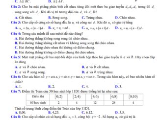 Đề cuối kì 1 Toán 11 năm 2023 2024 trường THPT Hùng Vương Bình Phước