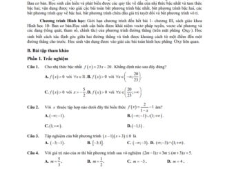 Đề cương ôn tập giữa HK2 Toán 10 năm 2020 2021 trường Nguyễn Tất Thành Hà Nội