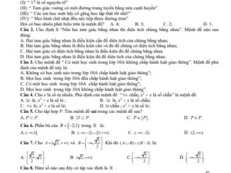 Đề cương ôn tập học kỳ 1 Toán 10 năm 2020 2021 trường THPT Kim Liên Hà Nội
