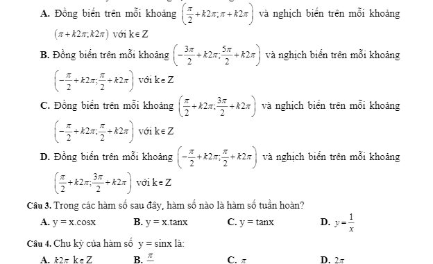 Đề cương ôn tập Toán 11 HKI năm 2019 2020 trường THPT Trần Phú Hà Nội