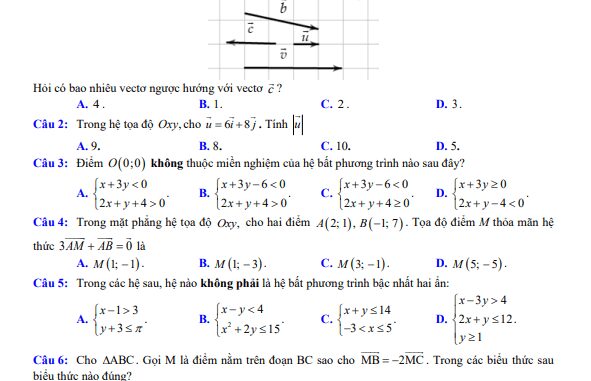 Đề học kì 1 Toán 10 năm 2023 2024 trường THPT Hồ Nghinh Quảng Nam