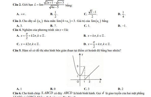 Đề học kì 1 Toán 11 năm 2023 2024 trường THPT Nguyễn Bính Nam Định