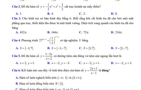 Đề học kì 1 Toán 12 năm 2023 2024 trường THPT Đào Sơn Tây TP HCM