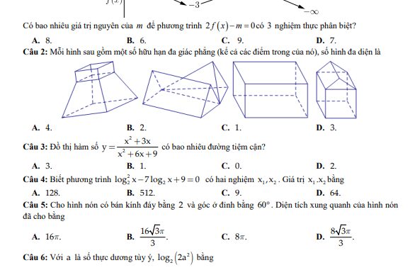 Đề học kì 1 Toán 12 năm 2023 2024 trường THPT Thạch Bàn Hà Nội