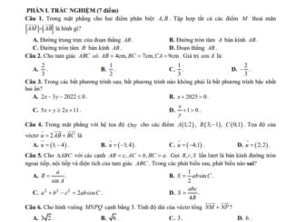 Đề học kỳ 1 Toán 10 năm 2023 2024 trường chuyên Trần Phú Hải Phòng