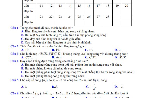 Đề học kỳ 1 Toán 11 năm 2023 2024 trường THPT Giao Thủy Nam Định