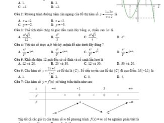 Đề khảo sát chất lượng Toán 12 lần 1 năm 2019 2020 trường Lê Xoay Vĩnh Phúc