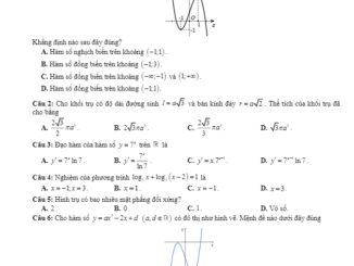 Đề khảo sát chất lượng Toán 12 năm 2020 trường THPT Hậu Lộc 2 Thanh Hóa