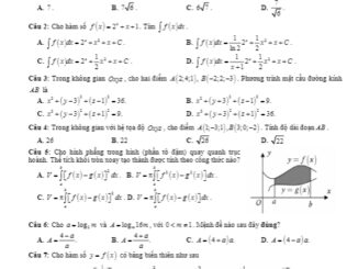 Đề khảo sát chất lượng Toán 12 năm học 2018 2019 sở GD&ĐT Thanh Hóa