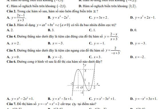 Đề khảo sát kiến thức tốt nghiệp THPT 2021 môn Toán lần 1 sở GD&ĐT Vĩnh Phúc