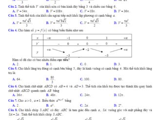Đề khảo sát lần 1 Toán 12 năm 2019 2020 THPT Phú Xuyên B Hà Nội