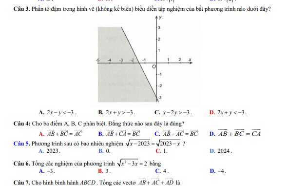 Đề khảo sát lần 2 Toán 10 năm 2023 2024 trường THPT chuyên Thái Bình