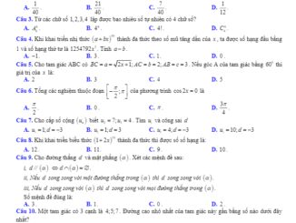 Đề khảo sát lần 2 Toán 11 năm 2019 2020 trường Nguyễn Đăng Đạo Bắc Ninh