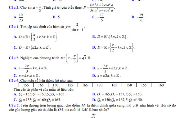 Đề khảo sát lần 2 Toán 11 năm 2023 2024 trường THPT Nguyễn Đăng Đạo Bắc Ninh