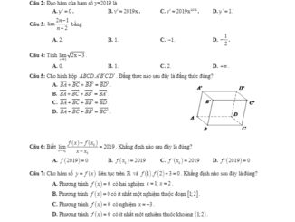 Đề khảo sát năng lực Toán 11 năm 2018 – 2019 trường Triệu Quang Phục Hưng Yên lần 4