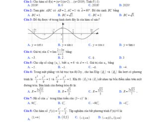 Đề khảo sát Toán 11 lần 2 năm 2018 – 2019 trường Thuận Thành 1 – Bắc Ninh