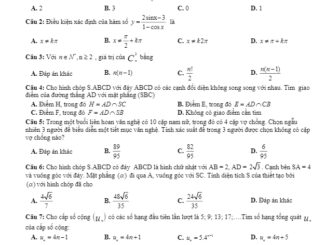Đề khảo sát Toán 11 lần 3 năm 2018 2019 trường THPT Yên Lạc Vĩnh Phúc