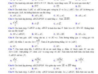Đề kiểm tra 45 phút Hình học 11 chương 3 năm 2019 2020 trường Đoàn Thượng Hải Dương