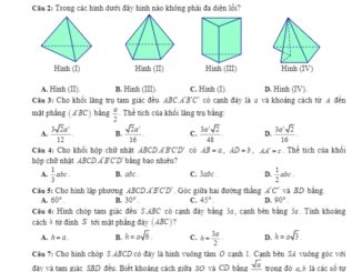 Đề kiểm tra 45 phút Hình học 12 chương 1 trường Thanh Miện Hải Dương