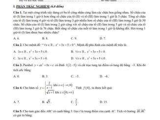 Đề kiểm tra cuối kỳ 1 Toán 10 năm 2020 2021 sở GDKHCN Bạc Liêu