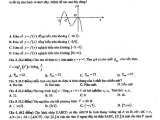Đề kiểm tra cuối kỳ 1 Toán 12 năm 2020 2021 sở GD&ĐT Đắk Lắk