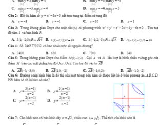 Đề kiểm tra định kỳ lần 2 Toán 12 năm 2019 2020 trường chuyên Bắc Ninh