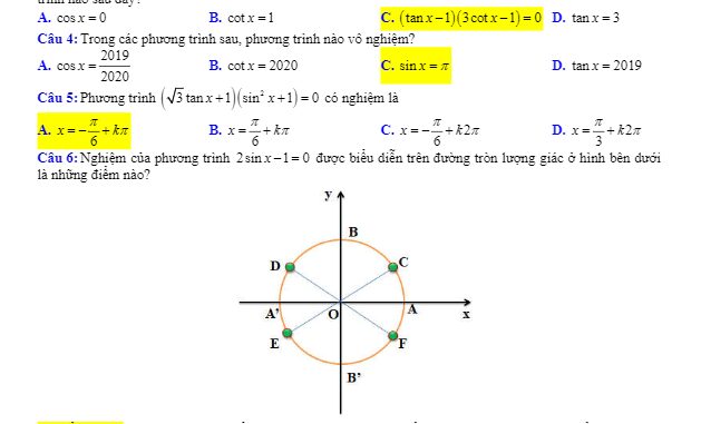 Đề kiểm tra ĐS và GT 11 chương 1 năm 2019 2020 trường chuyên Hùng Vương Gia Lai