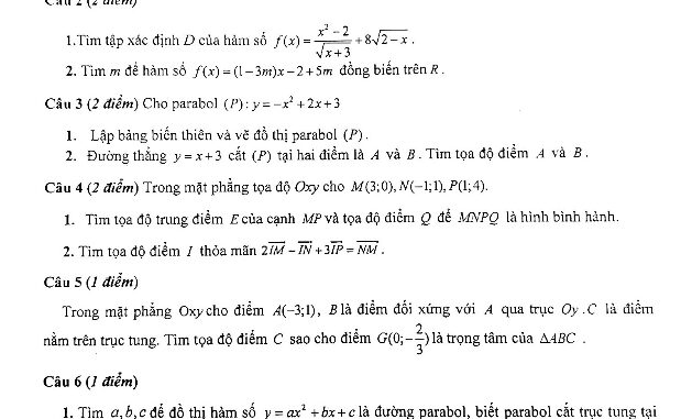 Đề kiểm tra giữa HK1 Toán 10 năm 2019 2020 trường Huỳnh Thúc Kháng Hà Nội