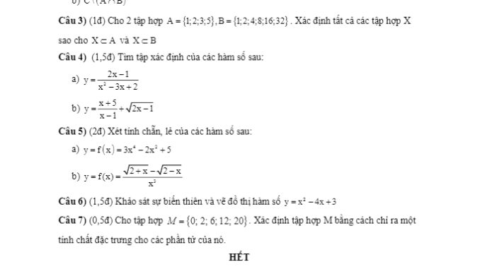 Đề kiểm tra giữa HK1 Toán 10 năm 2019 2020 trường Nguyễn Chí Thanh TP HCM