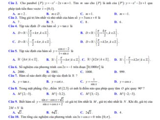 Đề kiểm tra giữa HK1 Toán 11 năm 2020 2021 trường Nguyễn Bỉnh Khiêm Gia Lai