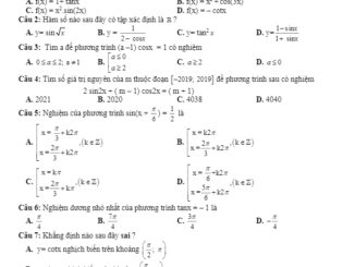 Đề kiểm tra giữa học kỳ 1 Toán 11 năm 2019 2020 trường chuyên Lê Khiết Quảng Ngãi