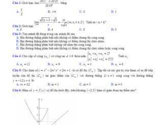 Đề kiểm tra giữa kì 2 Toán 11 năm 2018 2019 trường Thuận Thành 3 Bắc Ninh
