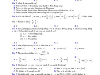 Đề kiểm tra giữa kỳ 1 Toán 11 năm 2019 2020 trường Nguyễn Khuyến Nam Định